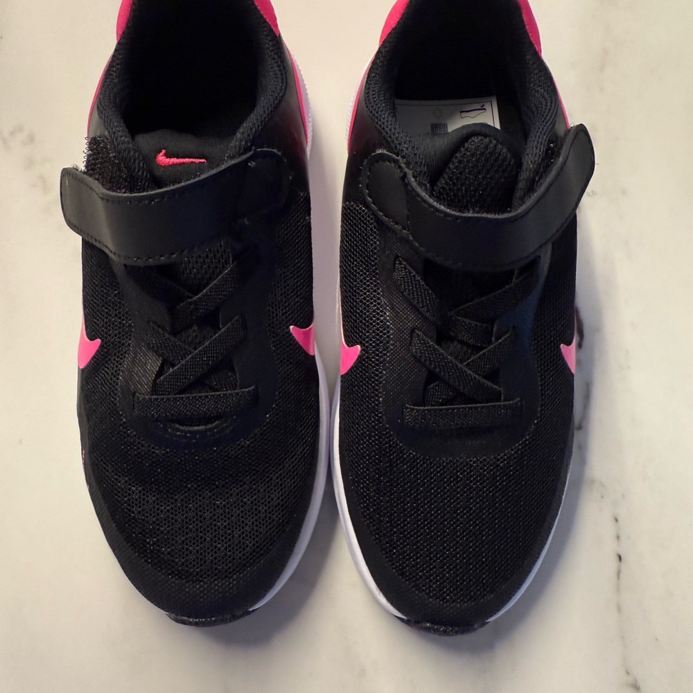 Nike Kids Black and Pink Velcro Sneakers